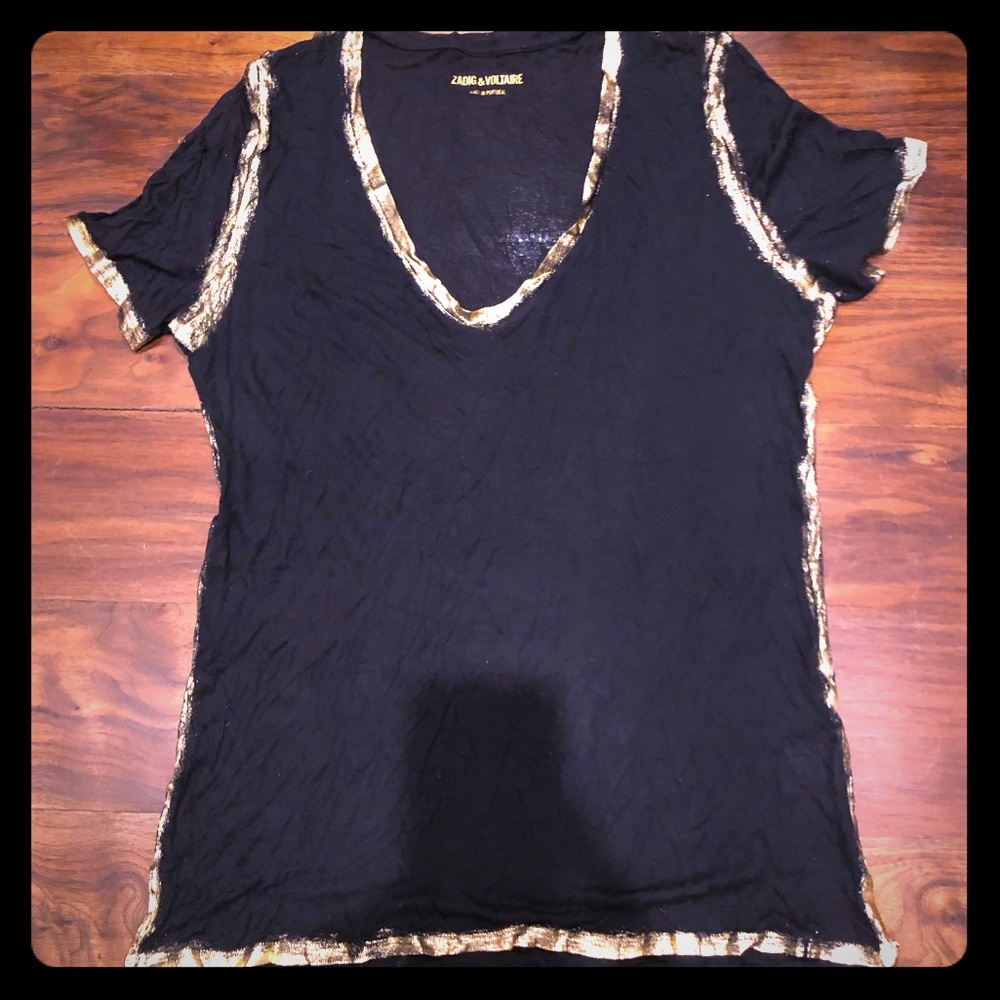 Zadig & Voltaire gold foiled black tee